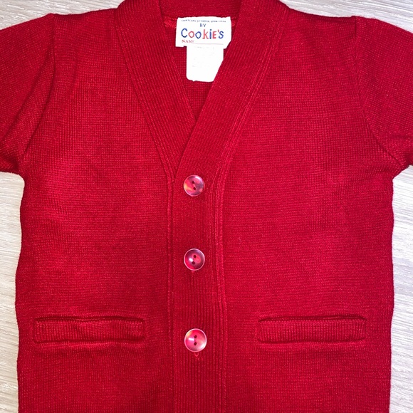 Cookies thick red knit cardigan sz 4t - Picture 3 of 4